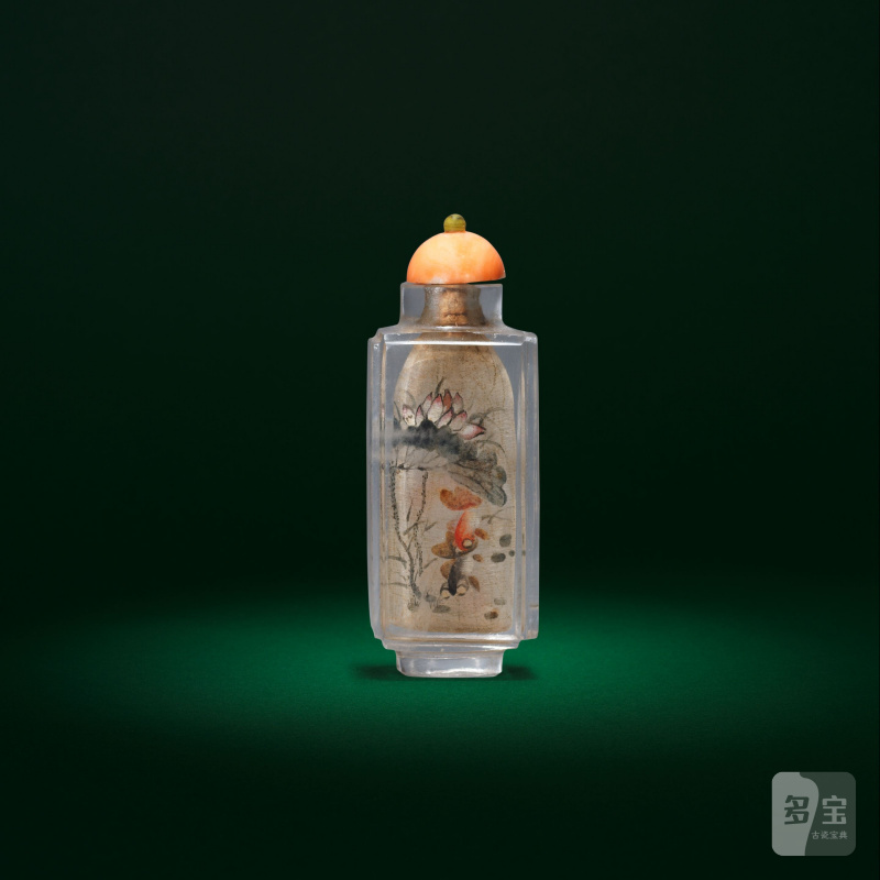 丙申年（1896） 朱占元款水晶内畫荷塘金魚圖鼻烟壺 | AN INSIDE-PAINTED ROCK CRYSTAL 'FISH' SNUFF BOTTLE - 图3